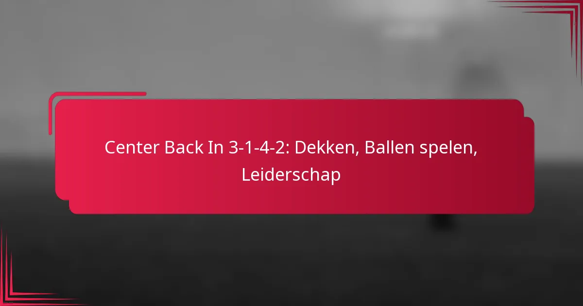 You are currently viewing Center Back In 3-1-4-2: Dekken, Ballen spelen, Leiderschap