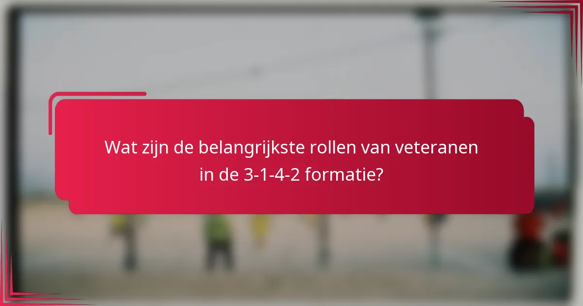 Wat zijn de belangrijkste rollen van veteranen in de 3-1-4-2 formatie?