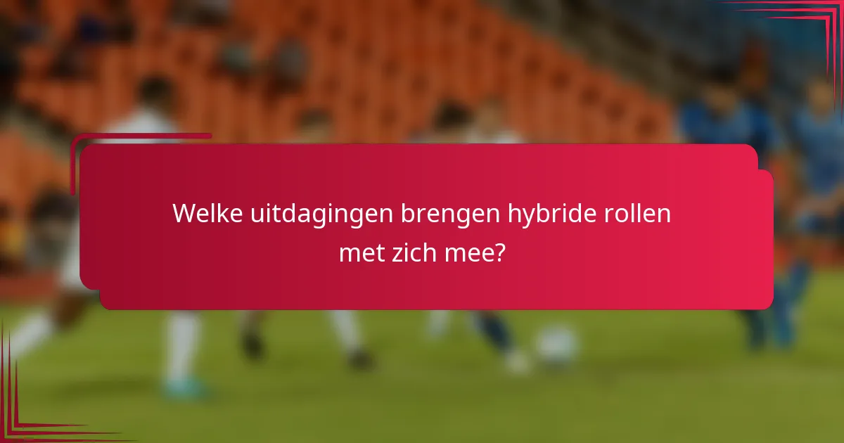 Welke uitdagingen brengen hybride rollen met zich mee?